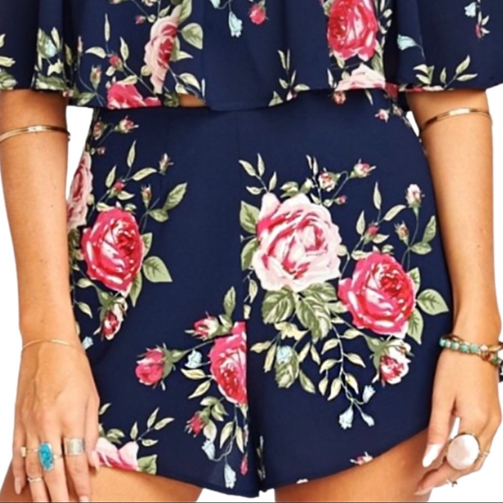Show Me Your MuMu Navy Floral Print Sawyer Shorts